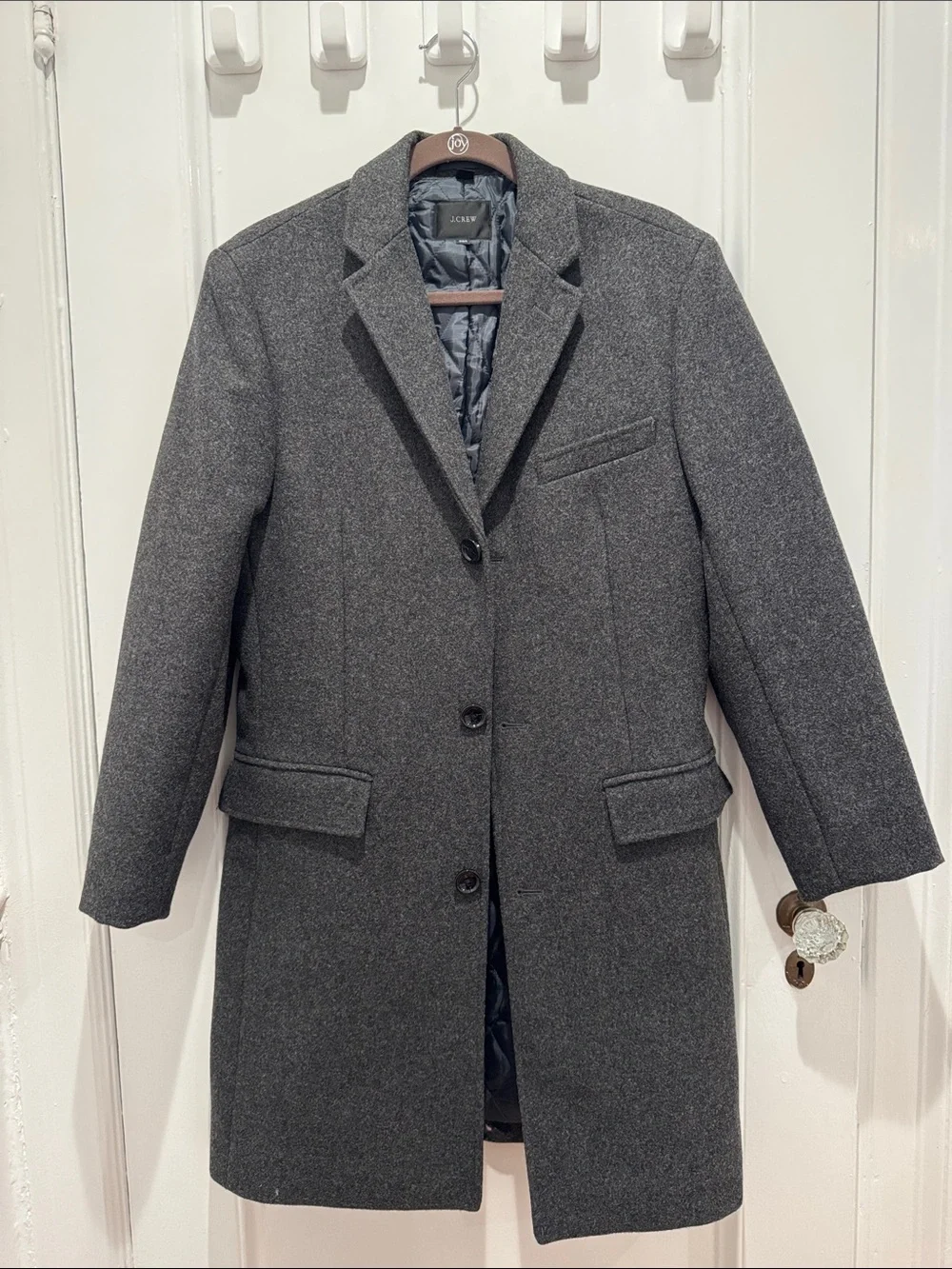 J. Crew Men's Gray Wool-Blend Overcoat - Classic Tailored Coat